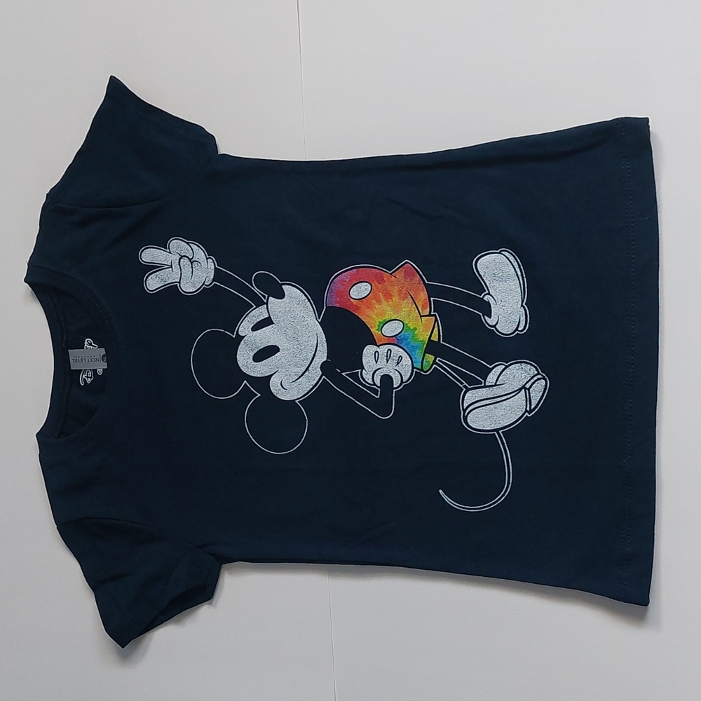 Disney Mickey and friends toddler Girls Rainbow Mickey tie Dye navy small 5/6